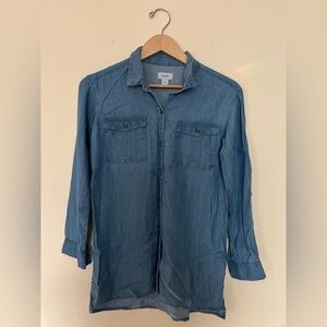 OLD‎ NAVY Girl Boyfriend Shirt Button Up Long Sleeve Blue Soft Lyocell 14XL